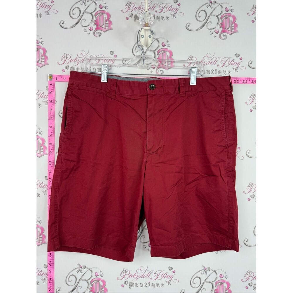 J. Crew stretch Men’s Flat Front Cotton-Blend Shorts in Deep Red